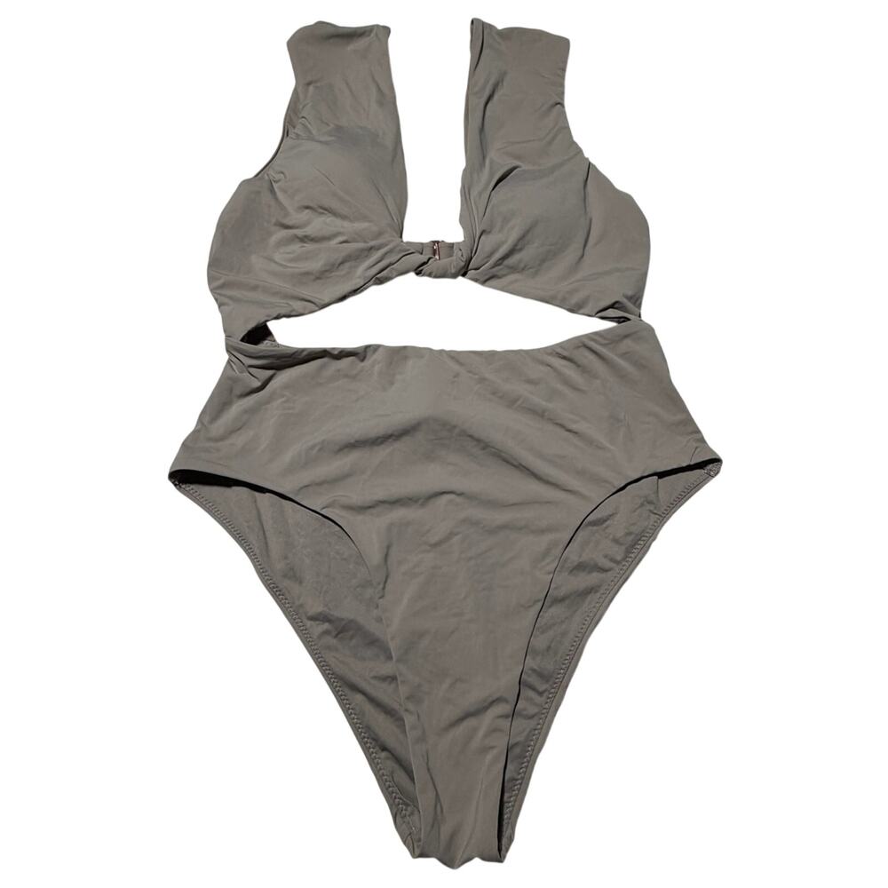Free People Taupe Cutout One-Piece Womens Swimsuit M 8 10